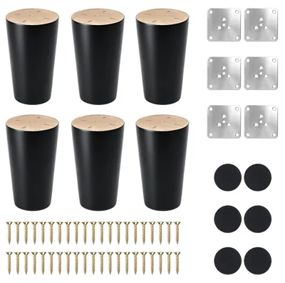 Immagine prodotto di Solidchoice - Set di 6 gambe in legno per mobili, diametro 8 cm