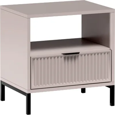 Produktbild von Nachttisch in Kaschmir beige mit Rillenoptik LAURO-161