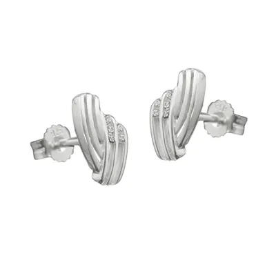 Produktbild von Ohrstecker Ohrring 10x6mm streifig mit Zirkonias matt-glänzend Silber 925 silber 10x6mm