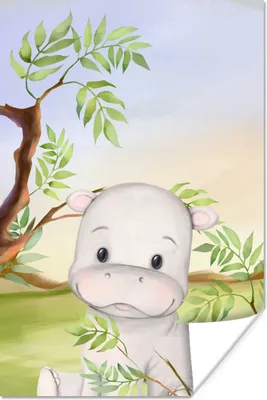Produktbild von MuchoWow® Poster Nilpferd - Tiere - Natur 40x60 cm - Plakate für die Wand - Poster Babyzimmer