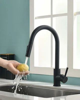 Obrázek produktu pro Kuchyňská baterie – černá – s výsuvnou sprchou – otočná o 360° – do kuchyně