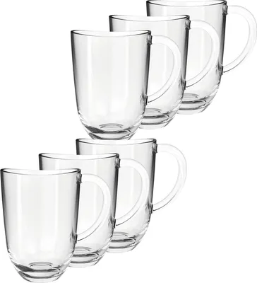 Produktbild von Leonardo Napoli Latte Macchiato-Tassen 6er Set, spülmaschinengeeignete Kaffee-Becher, Cappuccino Glas-Tasse mit Henkel, mikrowellenfest, 380 ml, 024203