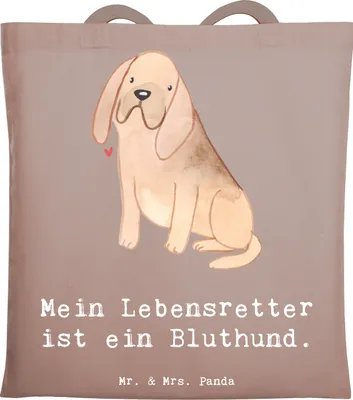 Produktbild von Mr. & Mrs. Panda Stoffbeutel Bloodhound Lebensretter - Braun Pastell - Geschenk, St. Hubertushund, Chien De Saint Hubert, Jutebeutel, Shopping Tasche, Baumwolltasche