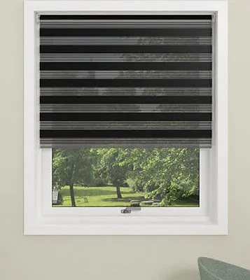 Produktbild von Doppelrollo Schwarz 60X150 Cm Duorollo Fensterrollo Ohne Bohren Klemmrollo Rollo