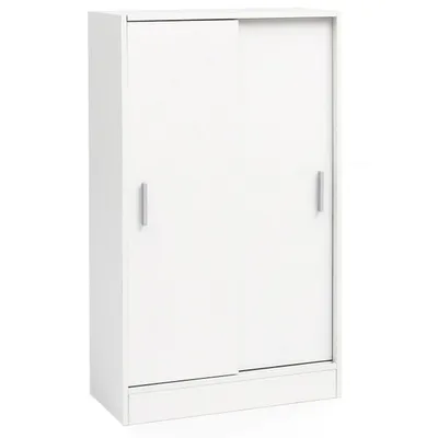 Produktbild von Aktenschrank WL5.817 Holz 60 x 107,5  x 28,5 cm Weiß, Design Mehrzweckschrank, Büroschrank Modern, Kommodenschrank Flurmöbel, Sideboard Flur Kommode, Kleiner Aufbewahrungsschrank