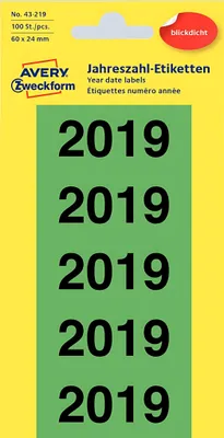 Produktbild von AVERY Zweckform Inhaltsschilder "2019" 60 x 26 mm grün 100 Stück