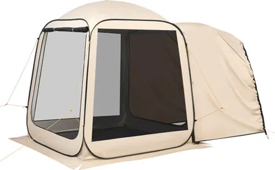 Produktbild von SucceBuy Campingzelt 182,88x182,88 cm, Pop-Up-Zelt für SUV-Heckklappe, tragbares Zelt für 4-6 Personen mit Tragetasche, Netz-Seitenwänden, ideal für Camping, Garten und Outdoor-Aktivitäten, Beige