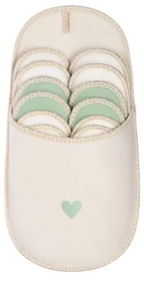 Produktbild von ONVAYA® ABS Gästepantoffel | kleines grünes Herz | 6er Set | Antirutsch Sohle |