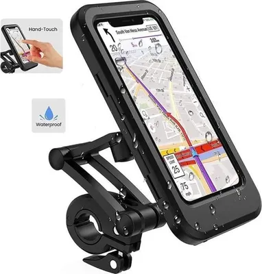 Produktbild von Motorrad-Handyhalterung, wasserdichte Fahrrad-Handyhalterung, 360°-Smartphone-Halterung für Motorrad oder Roller mit Regenschutz