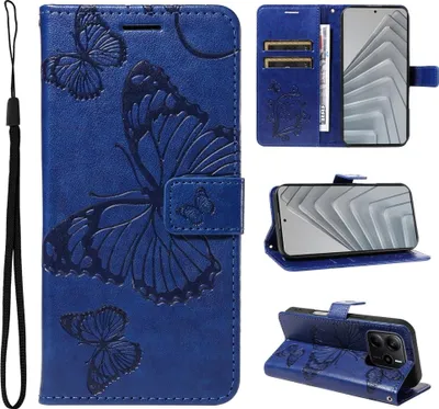 Produktbild von Xiaomi Redmi Note 14 4G Hülle - Coverup Schmetterlinge Klapphülle - Blau