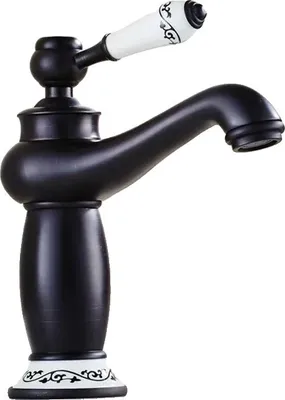 Obrázek produktu pro Umyvadlová baterie, antický design, vysoký průtok, černá, mosaz