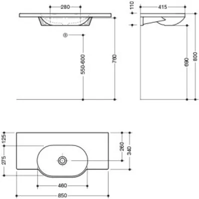 Produktbild von HEWI 950.11.220 Waschtisch,