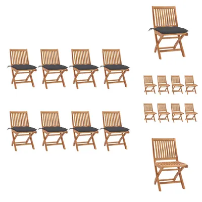 Produktbild von vidaXL Klappbare Gartenstühle mit Kissen 8 Stk. Massivholz Teak -  Gartenstühle
