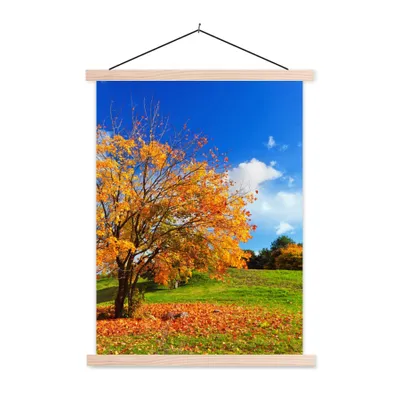 Produktbild von MuchoWow® Textilposter Baum - Blätter - Herbst - Jahreszeiten 120x160 cm mit holzfarbenen Rahmen - Plakatkarton