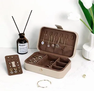 Produktbild von Famanu Schmuckbox für Reisen - gepolstert, beige