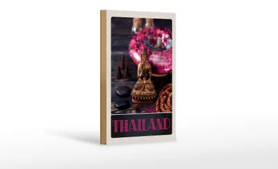 Produktbild von Holzschild Reise 12x18 cm Thailand Asien Buddha Gott Religion