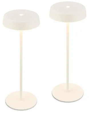 Produktbild von 2er Set Akku Tischleuchten mit Lichtkante: Das moderne Design mit eleganter Lichtkante macht die beiden LED Leuchten zu stilvollen Hinguckern und sorgt für stimmungsvolle Beleuchtung in Wohnräumen und dank IP44 auch auf Terrassen. Angenehme