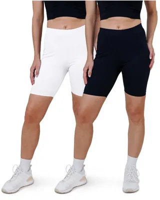 Imagen del producto de SES Radlerhose para mujer, confeccionadas en algodón, pack de 2 unidades, tallas 56-58, color negro y blanco