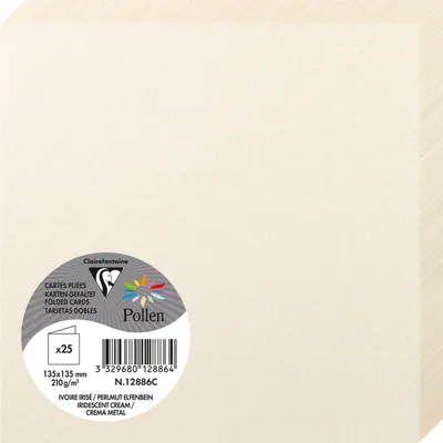 Produktbild von Doppelkarte Pollen 135x135mm 210g VE=10x25 Stück perlmutt-elfenbein