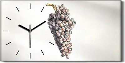 Produktbild von Wanduhr Uhr Wandbild Leinwand Geräuschlos 60x30 Gemälde Obst Trauben Kunst - schwarze Hände