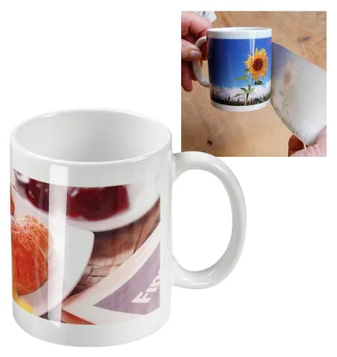 Produktbild von Nice Day Keramik Tasse, weiß, 0,3 Liter, mit großem Henkel, für Sublimation