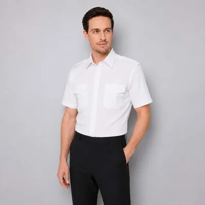 Produktbild von Herren Pilotenhemd weiß, 37/38  : 38 : weiß : 60% Baumwolle 40% Polyester