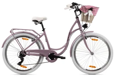 Zdjęcie produktu dla Rower miejski Goetze Mood 26" Alu NewLine | Rama 17" z niskim przekrokiem | 6 biegów Shimano | Kosz rattanowy
