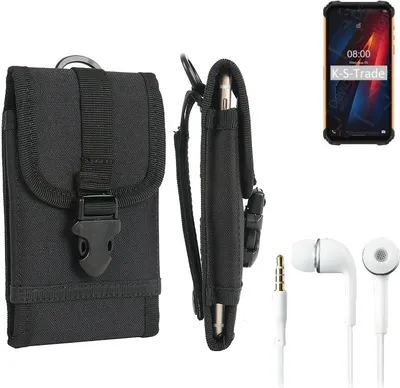 Produktbild von K-S-Trade Holster Schutz Hülle kompatibel mit Ulefone Armor 8 Pro Gürteltasche Handy Hülle Tasche outdoor Seitentasche schwarz 1x + Kopfhörer
