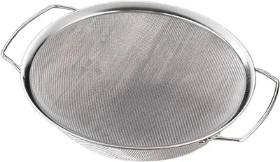 Produktbild von Ölsieb mit langem Griff, feines 40-Maschen-Netz zum Abschäumen und Abseihen von Suppen, rostfreier Schaumlöffel für Küche und Frittieren, spülmaschinenfest