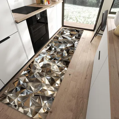 Produktbild von Küchenteppich 80x300cm rutschfest & abwischbar PVC Läufer - Geometrisches Muster