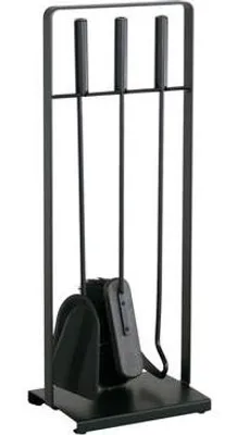 Produktbild von Heibi Kaminbesteck aus Stahl 4-teilig schwarz modern 25x17x64 cm