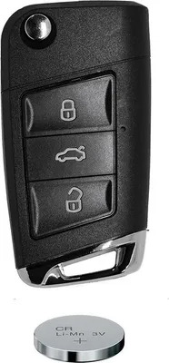 Produktbild von Auto Schlüssel Funk Fernbedienung 1x Klapp Umbau Gehäuse 3 Tasten + 1x Rohling HAA + 1x CR2032 Batterie kompatibel mit VW SEAT Skoda bis BJ. 11/2009