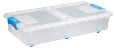 Aufbewahrungsbox mit Rollen, 35 l, PP, weiß, transparent