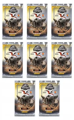 Produktbild von 8 packs of Jurassic World ROAR Panini 64 Collectible Cards