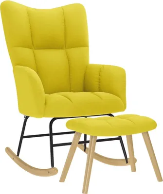 Obrázek produktu pro Houpací křeslo s podnožkou světle žluté textil