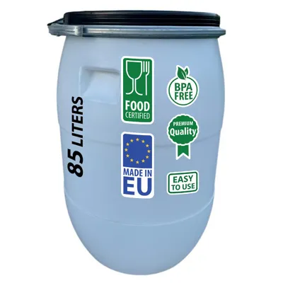 Produktbild von Weithalsfass Futtertonne Fasssilage Gepäcktonne 85 Liter mit Metallring weiß
