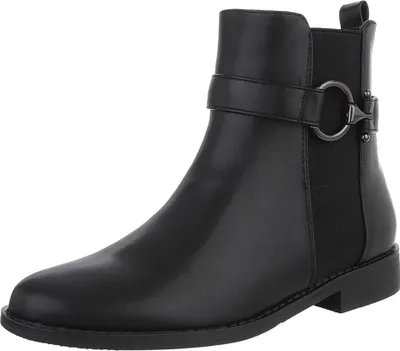 Produktbild von Ital-Design Damen Stiefeletten Chelsea Boots Leicht gefüttert Textiloptik, Lederoptik Flache Stiefeletten 90169406 Schwarz Gr.  37