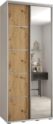 Produktbild von MEBLE KRYSPOL Davos 5 Schrank, zwei Türen - 235,2x110x45 cm - Weiß Artisan Silber