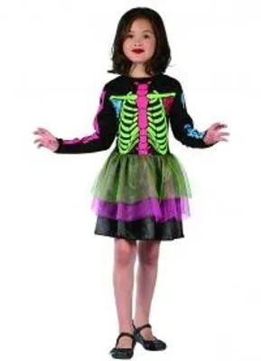 Image de GoDan Déguisement Enfant Squelette Coloré Robe Halloween
