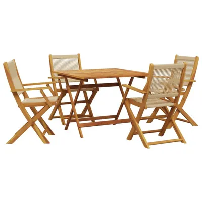 Produktbild von 5-tlg. Garten-Essgruppe Polypropylen und Massivholz Beige