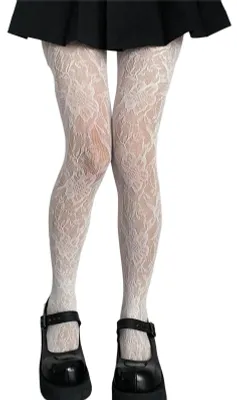 Produktbild von Strumpfhose mit Blumenstickerei, einfarbig, transparent, hochelastisch, verschönert die Beine, weich, mit Cut-Outs, ideal für Clubbesuche und das College.