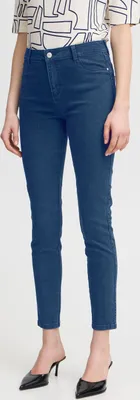 Image de b.young BYKAFKA : Jean pour femmes, pantalon en denim, fermeture à bouton, passants pour ceinture, poches fendues, légèrement élastique, coupe slim