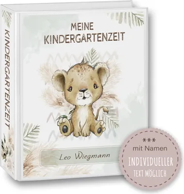 Produktbild von Kindergarten Ordner personalisiert mit Namen und Wunschtext Safaro Löwe - Meine Kindergartenzeit Kindergartenordner Sammelordner Junge Mädchen