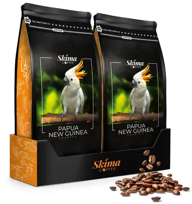 Productafbeelding van Gemalen koffie, 2 x 1 kg, PAPUA-NIEUW-GUINEA, 100% Arabica, vers gebrand voor volautomatische koffiemachines + onderzetter