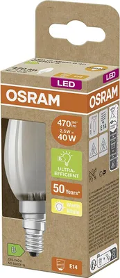 Obrázok produktu pre Osram AC45272, 2,5 W, 40 W, E14, 470 lm, 50000 h, Teplá biela