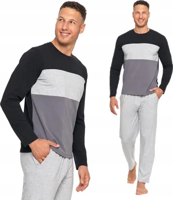 Produktbild von Herren-Pyjamas Aus Baumwolle Mit Langen Ärmeln Und Trägerhosen Moraj Xxl