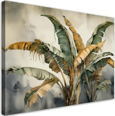 Produktbild von Leinwandbild Exotische Blätter 100x70 Feeby Beige bild für die wand bereit zum aufhängen