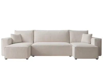Produktbild von Idohome Ecksofa - Wohnzimmer Sofa mit Schlaffunktion und Bettkasten, Eckcouch, Polstermöbel, Sofa, Couch modern in Farbe Creme Boucle C1 Paris U Form
