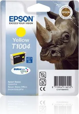 Obrázok produktu pre Epson Rhino Inkoustová Yellow T1004 DURABrite Ultra Ink, Žltá, Atrament na pigmentovej báze, 1 kusov