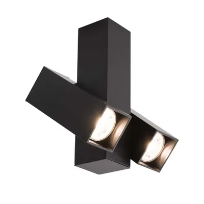 Image de Spot double noir carré orientable pour plafond, 2xGU10 4W, MITSUMA 7998 Shilo